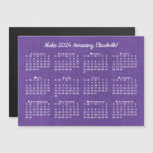 2024 Calendar Motivation Custom Name Purple Magnet