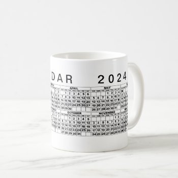 2024 Calendar Mug Black White by pixibition at Zazzle