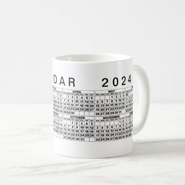 2024 Calendar Mug Black White (Front Right)