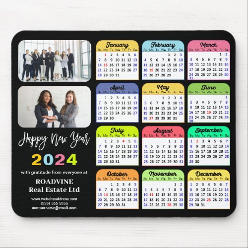 2024 Calendar New Year Corporate 2 Photo Colorful Mouse Pad