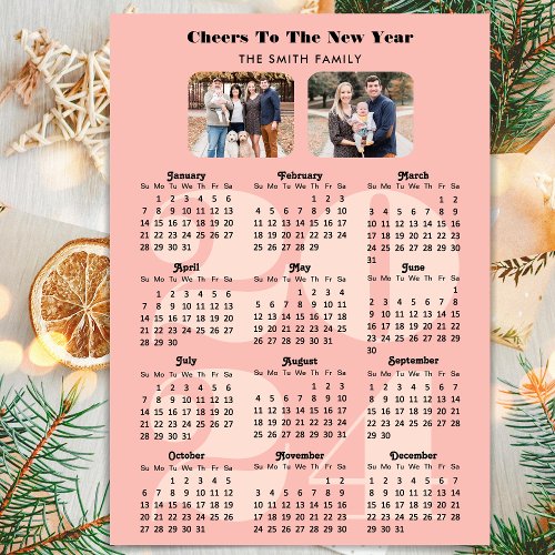 2024 Calendar New Year Elegant Pink Family 2 Photo