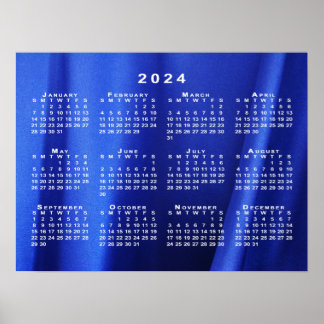 2024 Calendar on Blue Abstract Photo Template Poster