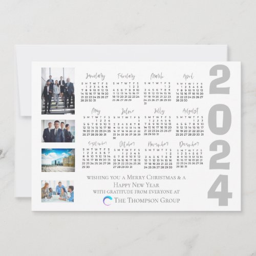 2024 Calendar Photo Christmas New Year Corporate Note Card