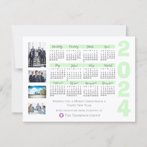 2024 Calendar Photo Corporate Christmas New Year Postcard