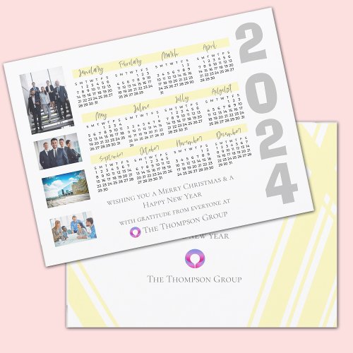 2024 Calendar Photo Corporate Christmas New Year Postcard