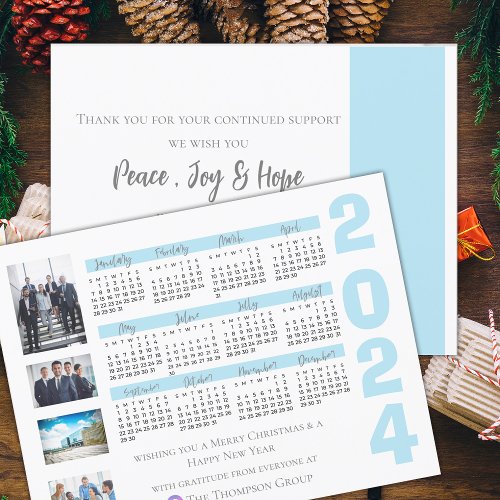 2024 Calendar Photo Corporate Christmas New Year  Postcard