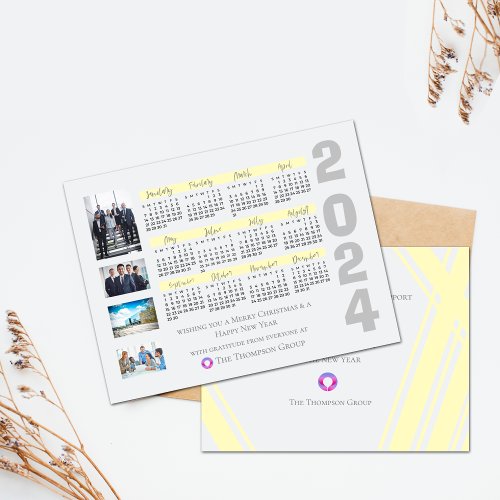 2024 Calendar Photo Corporate Christmas New Year Postcard
