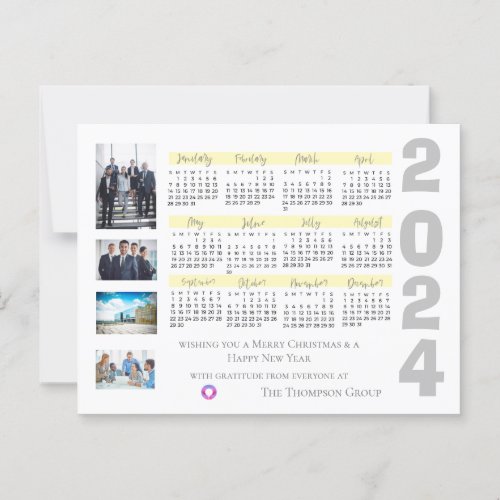 2024 Calendar Photo Corporate Christmas New Year Postcard