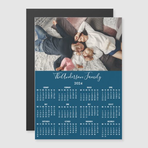 2024 Calendar Photo Family Name Fridge Magnet