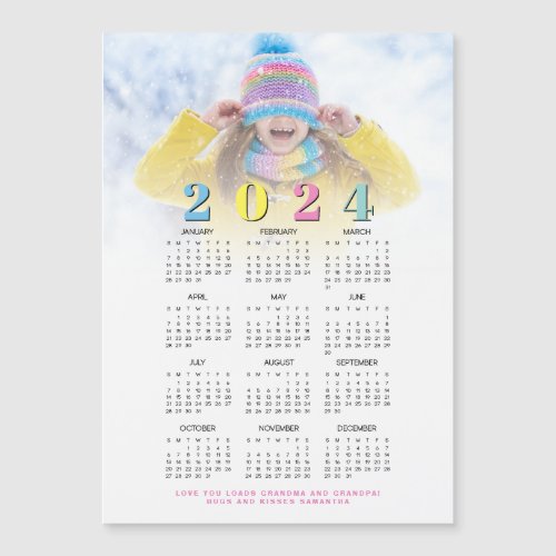 2024 Calendar Photo Name Multicolor Card