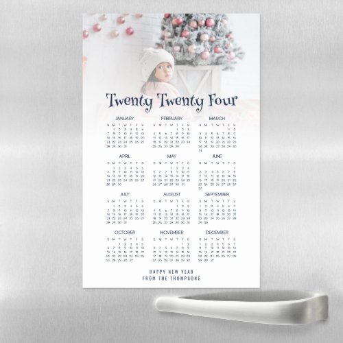 2024 Calendar Photo Overlay Name Happy New Year Magnetic Dry Erase Sheet