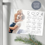 2024 Calendar Photo Overlay Newlywed Wedding Favor<br><div class="desc">2024 Calendar Photo Overlay Newlywed Wedding Favor Card. An idea for a wedding favor for christmas wedding couples, with this 2024 calendar gift for your guests personalised with your favorite photo! Simply swap in your photo with the sample image and personalise your thank you message along the bottom. Your photo...</div>