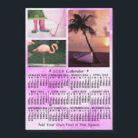 2024 Calendar Pink Watercolor Custom Photos Magnet<br><div class="desc">This 2024 year, 3-photo and custom text / personalized monthly calendar fridge magnet shows the days of the week for each month in classic, professional-looking black with a pink background that has a watercolor effect and abstract stars. This pretty, bold yearly calendar to help you conquer the new year. Always...</div>