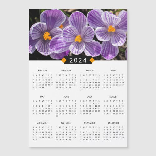 2024 Calendar Purple Crocus Photo Magnet