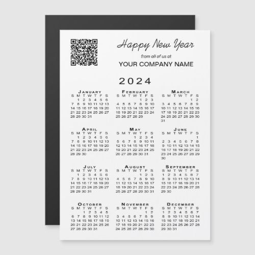 2024 Calendar QR Code Business Holiday Magnet Card