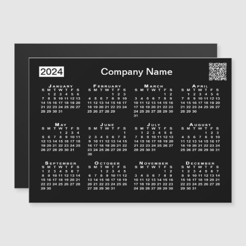 2024 Calendar QR Code Company Name Black Magnet