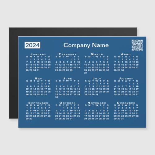 2024 Calendar QR Code Company Name Blue Magnet
