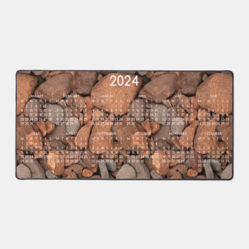 2024 Calendar Rustic Country Nature Rocks Photo Desk Mat