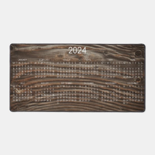 2024 Calendar Rustic Wood Grain Photo Image Desk Mat