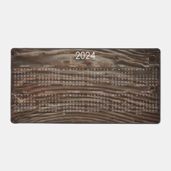 2024 Calendar Rustic Wood Grain Photo Image Desk Mat by PineAndBerry at Zazzle