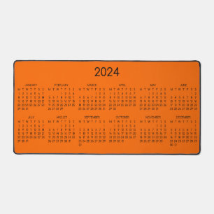 2024 Calendar Safety Orange Color Background Desk Mat