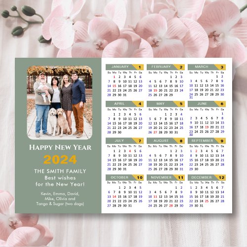 2024 Calendar Sage Green Minimalist Photo Magnetic