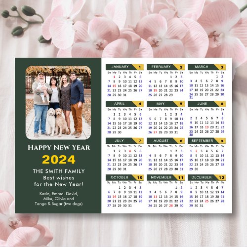 2024 Calendar Sage Green Minimalist Photo Magnetic