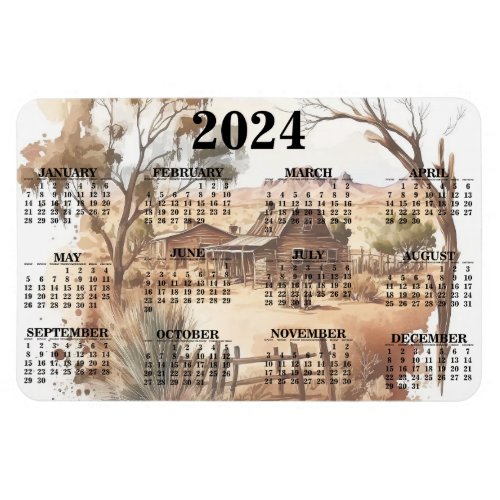 2024 Calendar Scene from the Old West Magnet