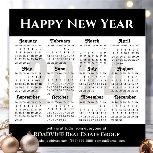 2024 Calendar Simple Black Business Magnetic Card