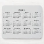 2024 Calendar Simple Gray and Black Mouse Pad<br><div class="desc">Simple, professional calendar mousepad features a modern black 2024 calendar superimposed over a light gray background. If you'd like a different color background, tap "Click to customize further" and select a background color in the sidebar. Click "Done" and then "Add to Cart" to purchase your customized mouse pad. Copyright ©Claire...</div>
