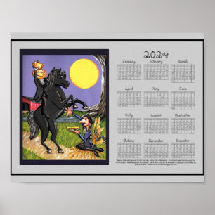 2024 Calendar Sleepy Hollow Fabric Font Print