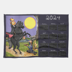 2024 calendar Sleepy Hollow Headless Horseman Kitchen Towel