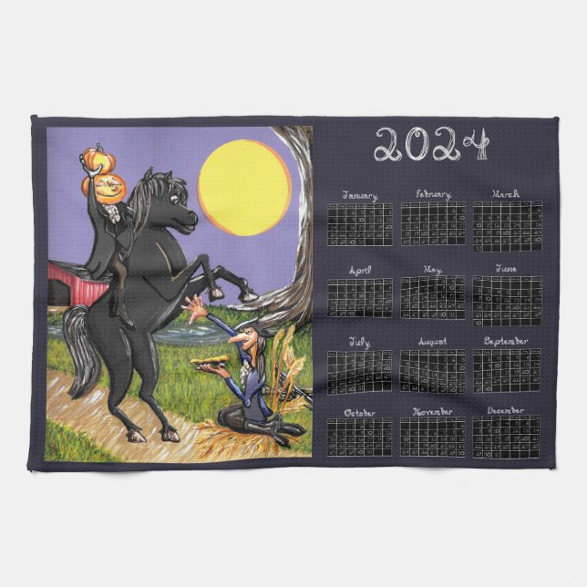 2024 calendar Sleepy Hollow Headless Horseman Kitchen Towel (Horizontal)