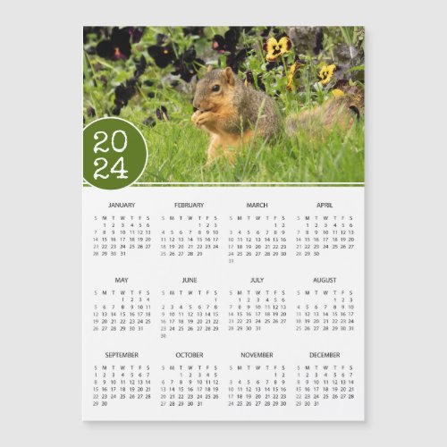 2024 Calendar Squirrel Photograph Magnet