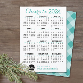 2024 Calendar Teal White Business Logo Holiday Card by BusinessStationery at Zazzle