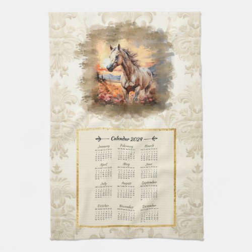 2024 Calendar Towel Horse in Sunset