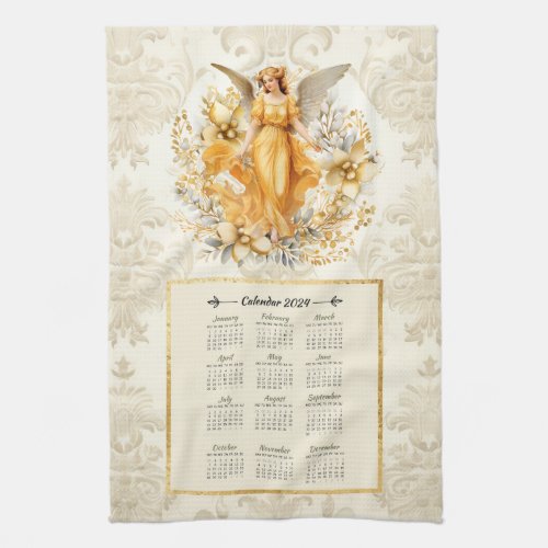 2024 Calendar Towel Pretty Guardian Angel 