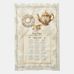 2024 Calendar Towel Tea Time or Custom Message