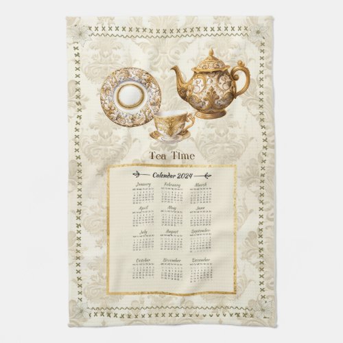 2024 Calendar Towel Tea Time or Custom Message