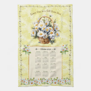 2024 Calendar Towel Yellow Daisy Gift from God