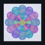 2024 Calendar Unique Boho Purple Flower Magnet<br><div class="desc">Keep track of the date in 2024 with this beautiful calendar fridge magnet. This unique design forms the shape of a flower, with the calendar months in a circle on its petals. It has a retro hippie / bohemian look, with a swirled background. The colors are all shades of purple,...</div>