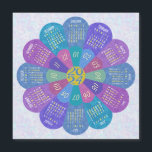 2024 Calendar Unique Boho Purple Flower Magnet<br><div class="desc">Keep track of the date in 2024 with this beautiful calendar fridge magnet. This unique design forms the shape of a flower, with the calendar months in a circle on its petals. It has a retro hippie / bohemian look, with a swirled background. The colors are all shades of purple,...</div>
