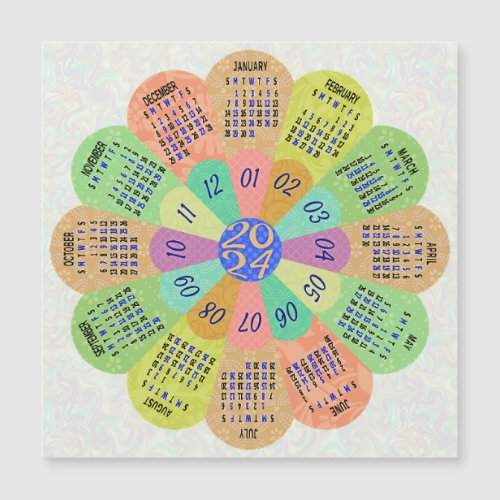 2024 Calendar Unique Boho Retro Flower Magnet