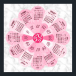 2024 Calendar Unique Round Boho Pink Flower Poster<br><div class="desc">Keep track of the date in 2024 with this beautiful calendar wall poster. This unique design forms the shape of a flower, with the calendar months in a circle on its petals. It has a retro hippie / bohemian look, with a marbled background. The colors are all shades of pink,...</div>