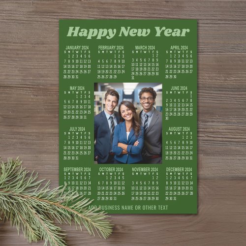2024 Calendar _ Vertical Photo in the Center green Holiday Card