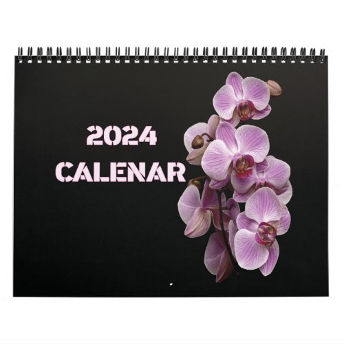 2024 Calendar Violet and Blue Flowers