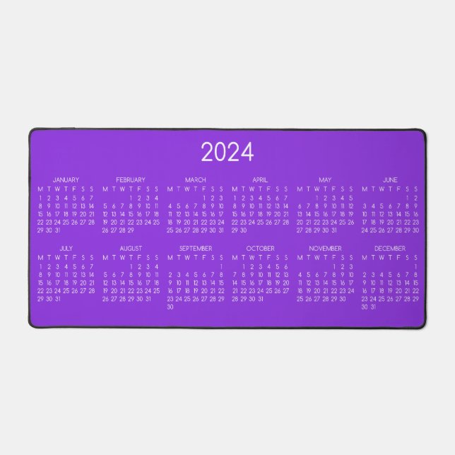 2024 Calendar Violet Color Background Desk Mat (Front)
