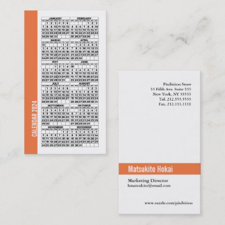 2024 Calendar Wallet Sized Business Card Orange