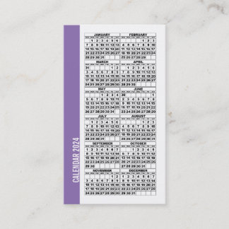 2024 Calendar Wallet Sized Business Card Purple