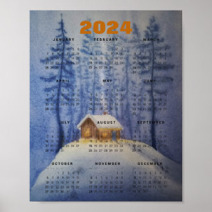 2024 calendar watercolor poster